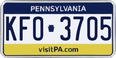 PA license plate KFO3705