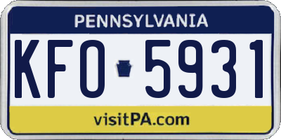 PA license plate KFO5931