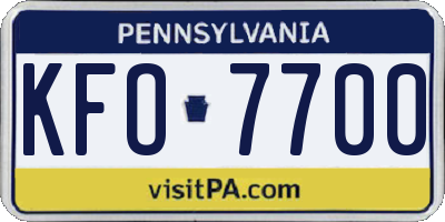 PA license plate KFO7700