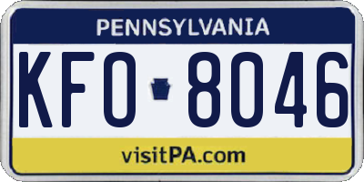 PA license plate KFO8046