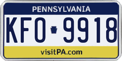 PA license plate KFO9918