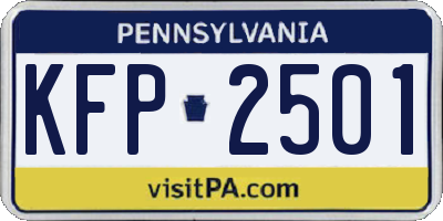 PA license plate KFP2501