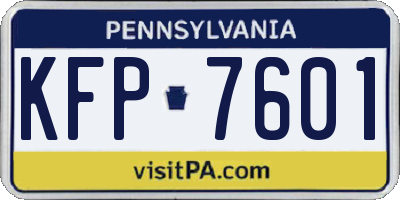PA license plate KFP7601