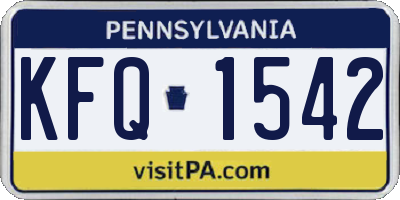 PA license plate KFQ1542