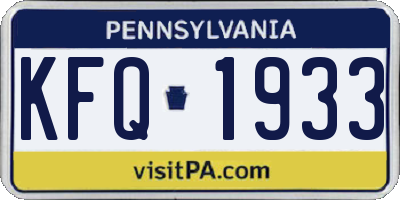 PA license plate KFQ1933