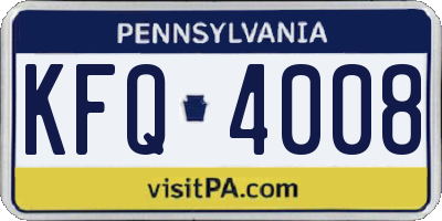 PA license plate KFQ4008