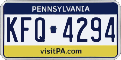 PA license plate KFQ4294