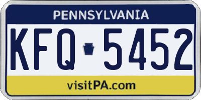 PA license plate KFQ5452
