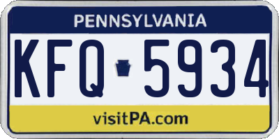 PA license plate KFQ5934