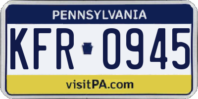 PA license plate KFR0945