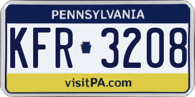 PA license plate KFR3208