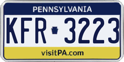 PA license plate KFR3223