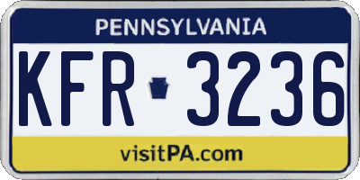 PA license plate KFR3236
