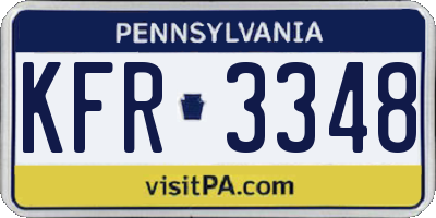 PA license plate KFR3348