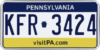 PA license plate KFR3424
