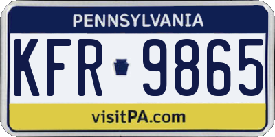 PA license plate KFR9865