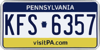 PA license plate KFS6357