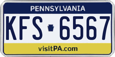 PA license plate KFS6567