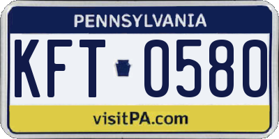 PA license plate KFT0580