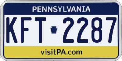 PA license plate KFT2287