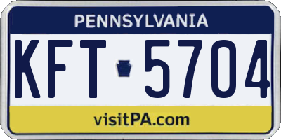 PA license plate KFT5704