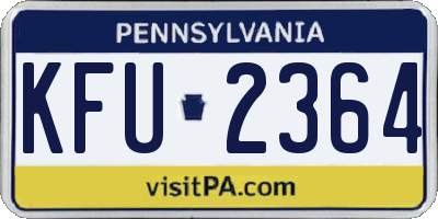 PA license plate KFU2364