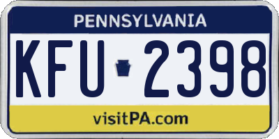 PA license plate KFU2398