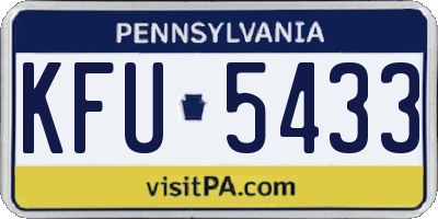 PA license plate KFU5433