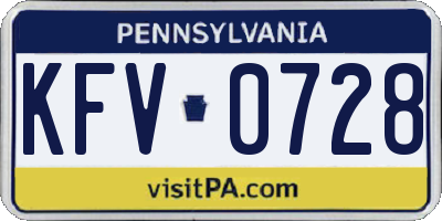 PA license plate KFV0728