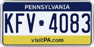 PA license plate KFV4083