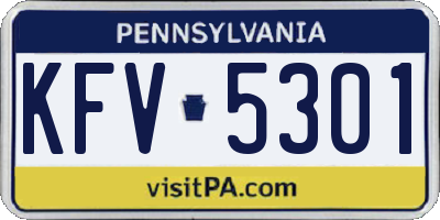 PA license plate KFV5301