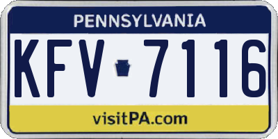 PA license plate KFV7116