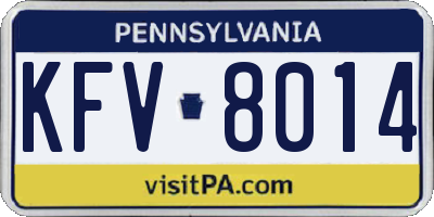 PA license plate KFV8014