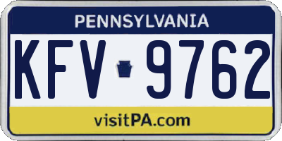 PA license plate KFV9762