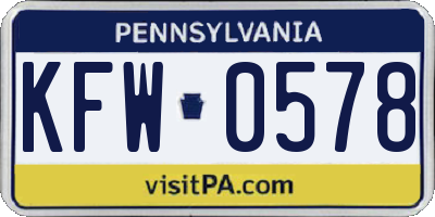 PA license plate KFW0578