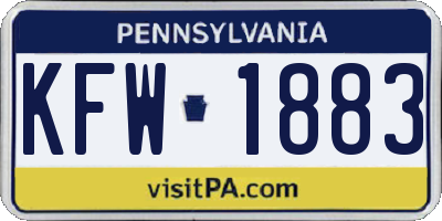 PA license plate KFW1883