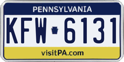 PA license plate KFW6131