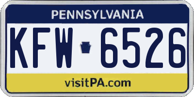 PA license plate KFW6526