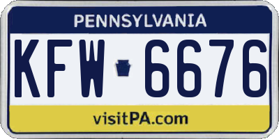 PA license plate KFW6676