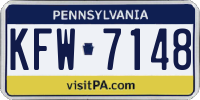 PA license plate KFW7148