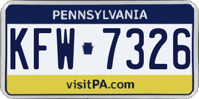 PA license plate KFW7326