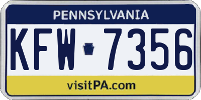 PA license plate KFW7356