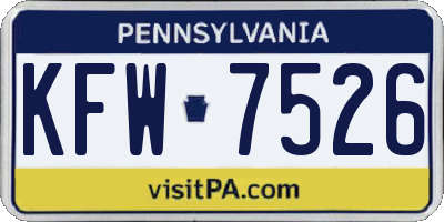PA license plate KFW7526
