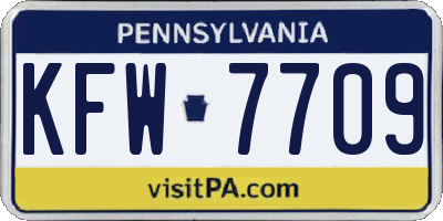 PA license plate KFW7709