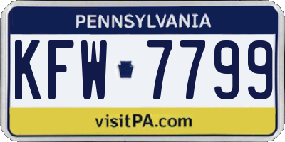 PA license plate KFW7799