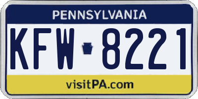 PA license plate KFW8221
