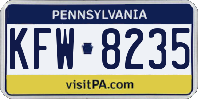 PA license plate KFW8235