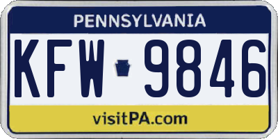 PA license plate KFW9846