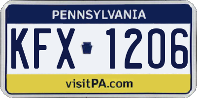 PA license plate KFX1206