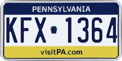 PA license plate KFX1364